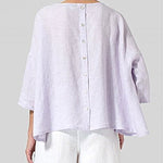 Nadorine Plus Size Lightweight 3/4 Sleeve Crewneck Blouses Solid Loose Fit Shirts
