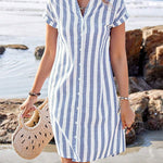 Brianna | Elegant Cotton Striped Dress