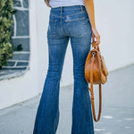 Single Row Buttons Horn Flared Jeans