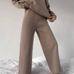 Knitted Solid Color Loose Casual Suit