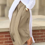Loose Wide Leg Elasticity Solid Color Casual Pants Bottoms Trousers