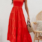 High Waist Solid Color Slim Waist Flying Sleeve Cake Skirt Dress