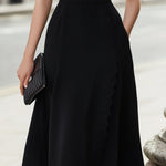 Button-Front Lace-Trim Midi Dress