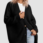 Open Front Oversized Button Lightweight Sweaters V Neck Loose Cardigans Knit Outwear