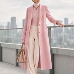 Elegant Classic Lapel Single-breasted Long Tweed Coat