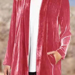 Casual Gold Velvet Solid Color Cardigan Blazer