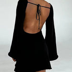 Nadorine Elegant Backless Lace-up Bell Sleeve Mini Dress for Women Casual Going Out Summer 2026