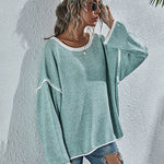 Oversized Soft Knit Long Batwing Sleeve Pullover Sweater Tunic Outfit Tops