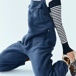 Outdoor Plush Solid Color Warm Women's Overalls