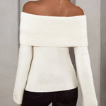 Off Shoulder Fold Over Sweater Sweaters