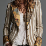 Rosanna – Striped Blazer with Printed Collar and Cuffs