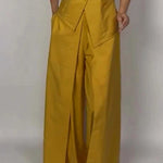 Loose Wide Leg Pockets Solid Color Pants Trousers