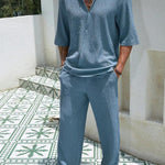 KZZ  Casual and Elegant Short-Sleeve Shirt and Trousers