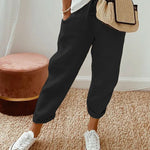 Solid Color Insert Pocket Drawstring Casual Pants