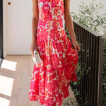Mid-length off-the-shoulder sleeveless midi dress