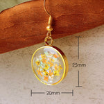 Pressed Flower Earrings -Yellow Lily Resin