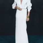 Long Sleeves Loose Solid Color Deep V-Neck Maxi Dresses