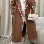 Double-sided simple thickened and extended hand-crocheted double-sided woolen coat