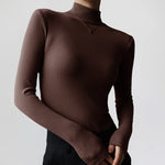 Velvet Half Turtleneck Long Sleeve Thread Slim-fit Base T-shirt
