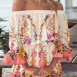 It All Begins with Love Printed Off Shoulder Mini Dress