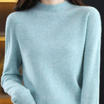 Office Long Sleeves Solid Color High-Neck Sweater Tops Pullovers