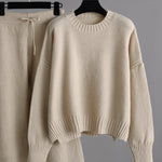 Nadorine Casual Knit Two-Piece Set Loose-Fit Sweater and Wide-Leg Pants