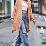 Open Front Knitted Long Cardigan Long Sleeve Casual Lightweight Knitted Cardigans Outerwear