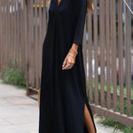 Solid Color V Neck Comfy Dresses
