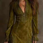 Josie | Aurora Suede Mini Dress with Lace