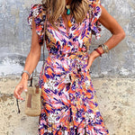 Nadorine Women's Bohemian Floral Print Daily Holiday Going out V Neck Sleeveless Dress