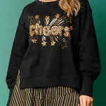 Christmas Sequin Casual Round Neck Long Sleeve Sweatshirt