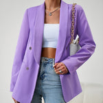 Nadorine Casual Blazers Double Breasted Long Sleeve Work Office Blazer Jacket