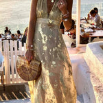 Golden Sunset Stories V-neck Maxi Dress