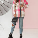 Women Flannel Plaid Light Weight Jacket Shirts Long Sleeve Button Down Shirts Coats