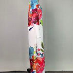 Long Sleeves Loose Buttoned Flower Print Lapel Maxi Dresses Shirt Dress