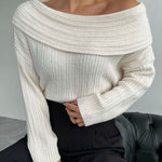 Nadorine Chic One Shoulder Wrapped Knitted Loose Sweater