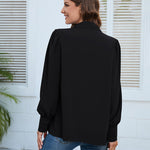 Nadorine V Neck Button Down Shirts Long Sleeve Collared Blouses Tops