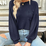 Nadorine Long Sleeve Backless Hollow Knit Sweater for Women Casual Work Office Loose Fit 2026 | Under