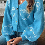 Stylish Loose Casual Cartoon Jacquard Jacket