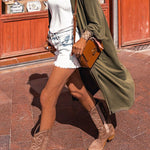 Green Lightweight Long Sleeve Open Front Duster Cardigan