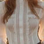 Western-style White Lace Button-down Shirt