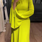 Ruffle Sleeves Skinny Belted Solid Color Round-Neck Maxi Dresses