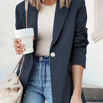 Single Breasted Button Down Office Work Wear Solid Blazer Jacket