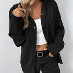 Nadorine Women's Drawstring Detail Button Front Hooded Cardigan