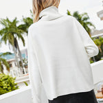 Casual Loose Solid Color High-Neck Long Sleeves Knitwear