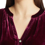 Solid Color Velvet V-neck Long-sleeved Shirt