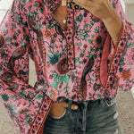 Peacock Loose Shirt Button Long Sleeve Shirt