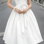 Square-Neck A-Line Dress With Structured Shoulder Detail