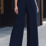 Off-Shoulder Structured Wide-Leg Suiting Jumpsuit