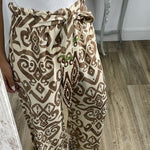 GALA waist tie ethnic totem pattern trousers